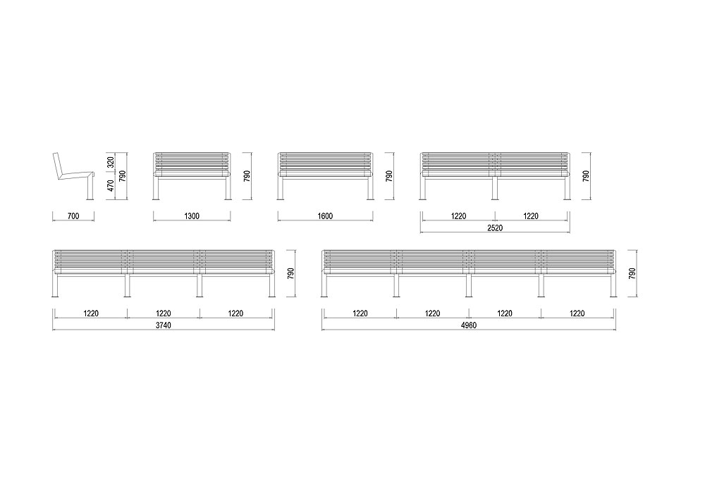E-LA03 Parková lavička s výplní z latí - vetknutá E-LA03 Parková lavička s výplní z latí - vetknutá