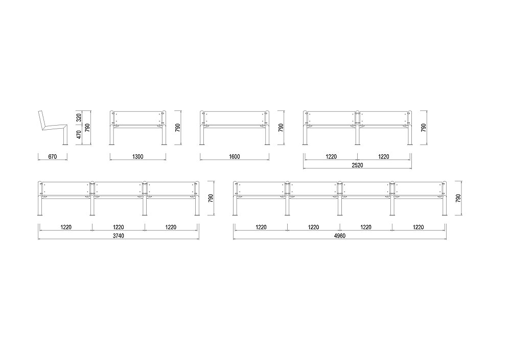 E-LA04 Parková lavička s výplní z desek - vetknutá E-LA04 Parková lavička s výplní z desek - vetknutá