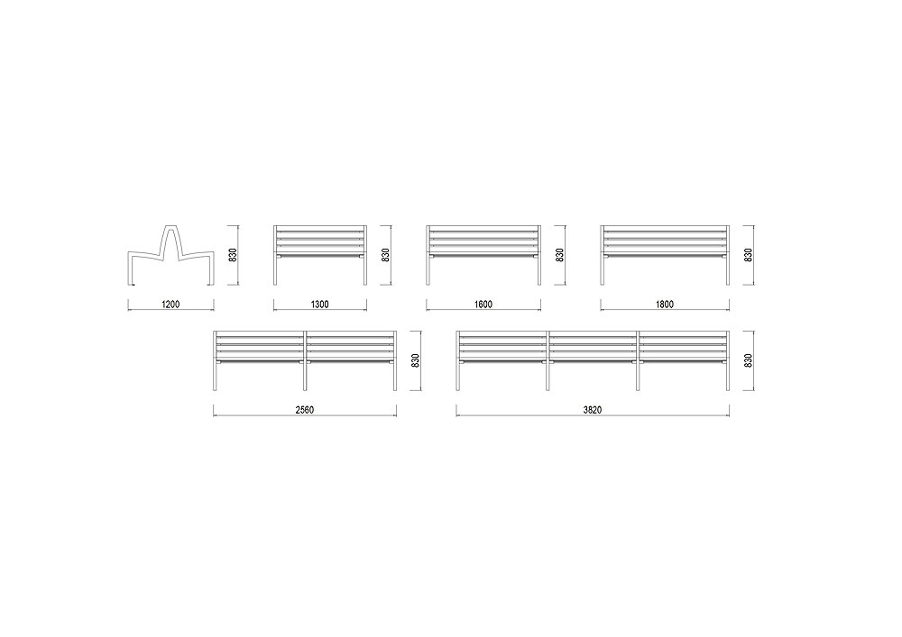 S-LA08 Parková lavička s výplní z latí - oboustranná S-LA08 Parková lavička s výplní z latí - oboustranná