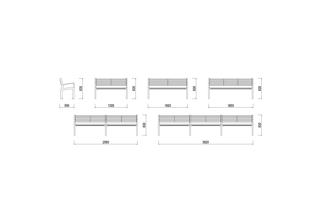 S-LA20 Parková lavička s výpní z latí a ocelových prutů - s područkami S-LA20 Parková lavička s výpní z latí a ocelových prutů - s područkami